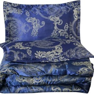 Satin Jacquard Comforter Set (Royal Blue)
