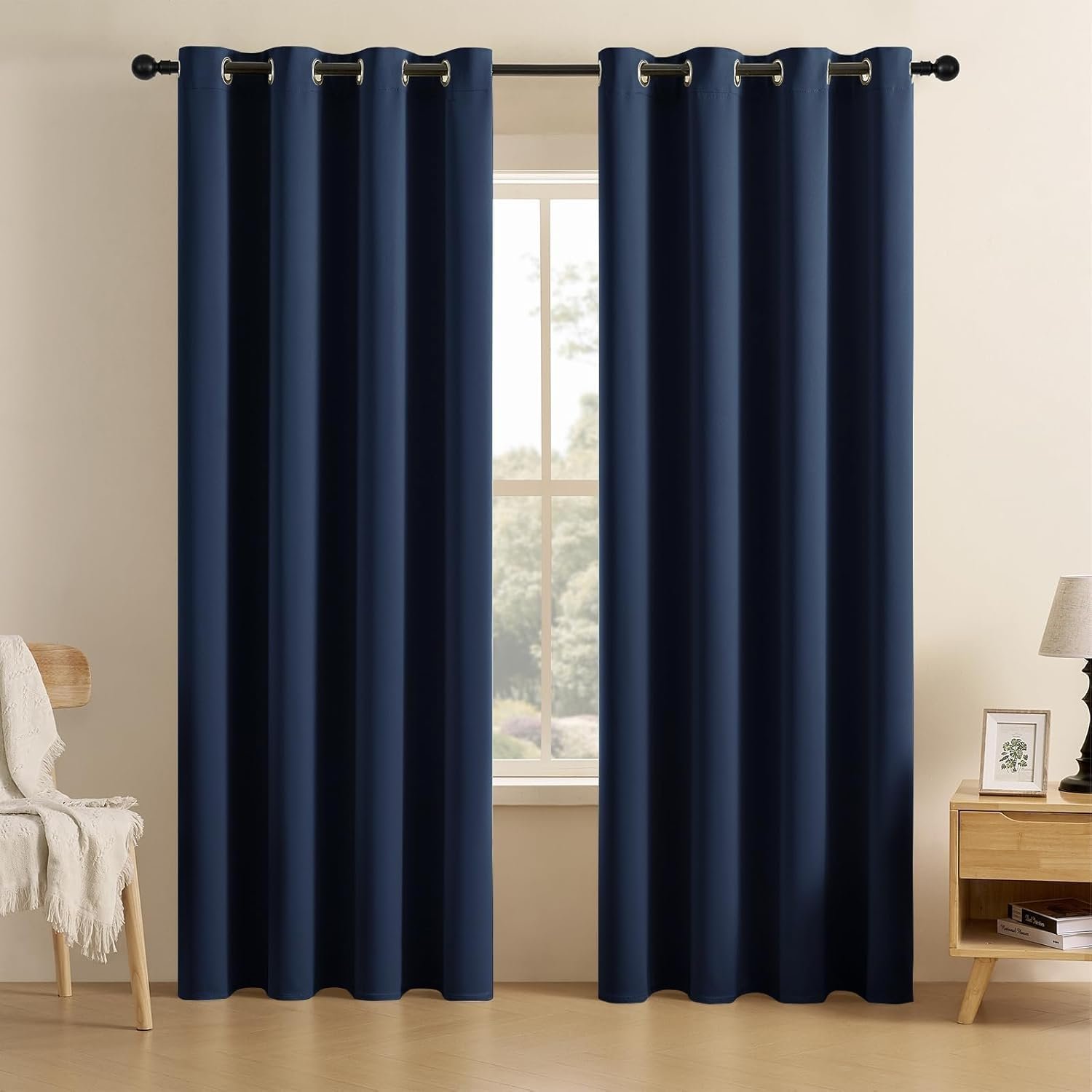 Navy Blue Blackout Curtains - 84" (2 Panels)